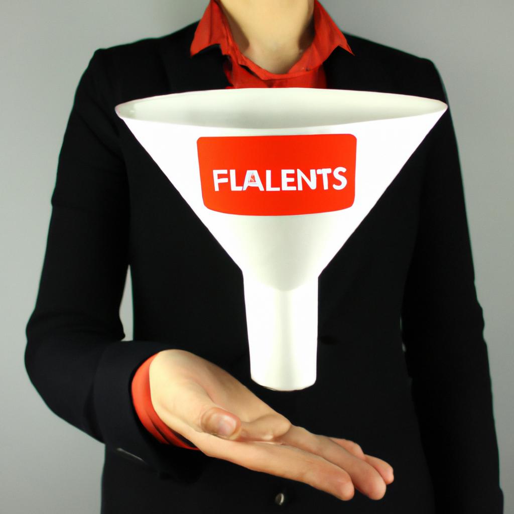 Person presenting sales funnel concept